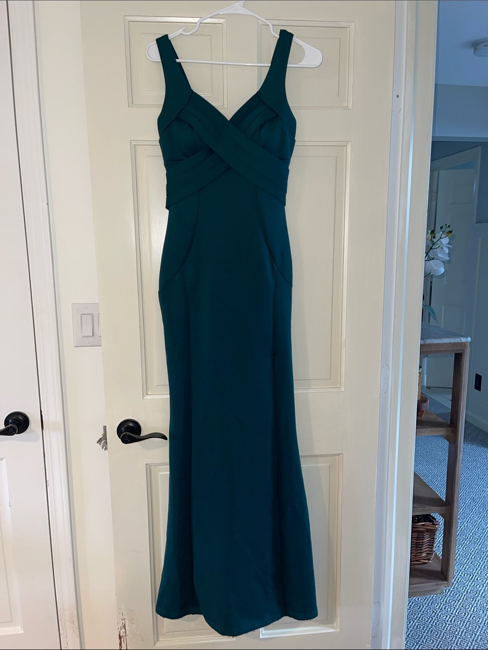 Emerald Green Evening Gown with slit